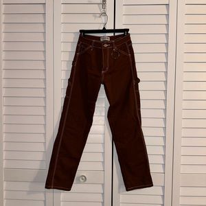 Brown low rise stitch cargo pants